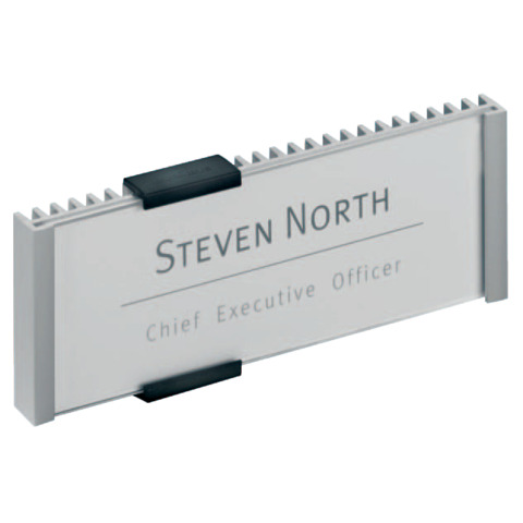 Targhe DURABLE INFO SIGN alluminio/acrilico trasparente/argento metallizzato 149×52,5 mm – 480023