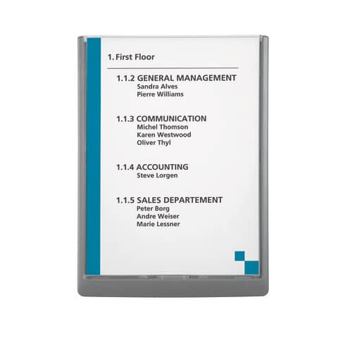 Targhe DURABLE CLICK SIGN ABS trasparente/grafite A4 210×297 mm 486737