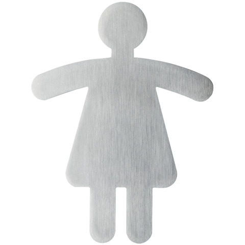 Pittogramma adesivo DURABLE 90 x 120 mm acciaio inossidabile spazzolato argento metallizzato WC donne – 495023