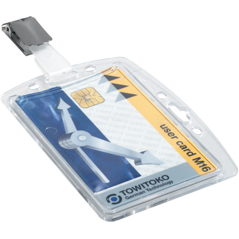 Portabadge rigido Durable 87×54 mm con clip di sicurezza orientabile trasparente Conf. 25 pezzi – 800519