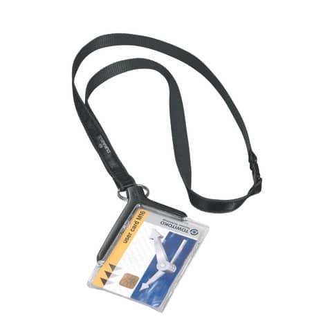 Portabadge Durable DELUXE 54×85 mm con cordoncino trasparente Conf. 10 pezzi – 820758