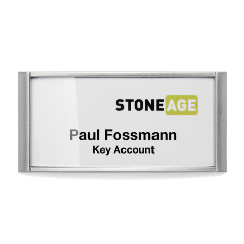 Portanomi DURABLE CLASSIC con magnete argento metallizzato/trasparente inserto 34x74mm  conf. 10 – 854223