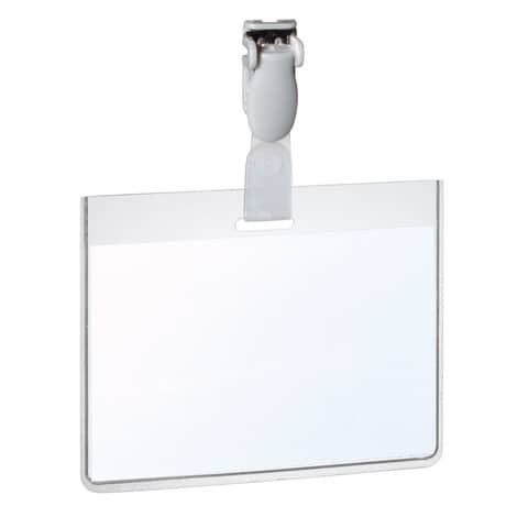 Portanomi con clip DURABLE EUROBADGE tasca chiusa pvc trasparente inserto 90×60 mm  conf. 25 – 814319