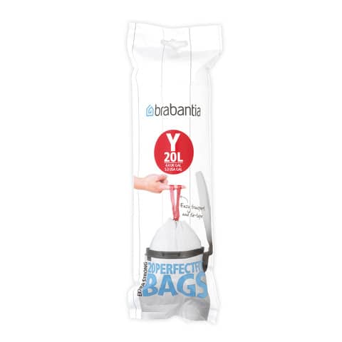 Sacchi immondizia per rifiuti inorganici Brabantia PerfectFit Y 20 L 41,2×54,5 cm 25 µm bianco – rotolo 20 pezzi -116742