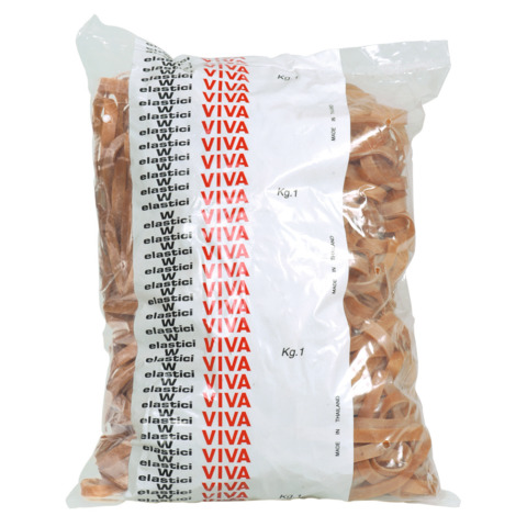 Fettucce Elastiche VIVA in busta in gomma naturale tabacco 50x5mm conf.1000 gr – G5X050B