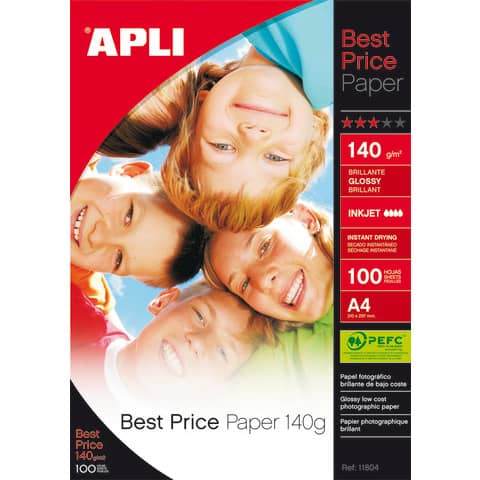 Carta fotografica inkjet Decadry A4 alta qualità – finitura lucida – 140 g/m² bianco  Conf. 100 pezzi – T900007