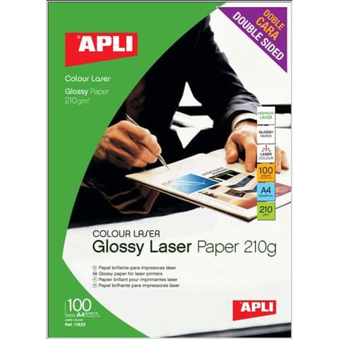 Carta fotografica laser Decadry A4 alta qualità – finitura lucida – fronte/retro 210 g/m² bianco Conf. 100 fogli T900008