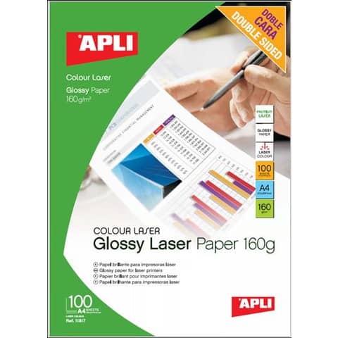 Carta fotografica laser Decadry A4 alta qualità – finitura lucida – fronte/retro 160 g/m² bianco Conf. 100 fogli T900009