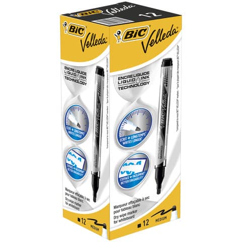 Marcatore per lavagne bianche BIC Velleda Liquid Ink Pocket punta conica 4,2 mm nero – 902088