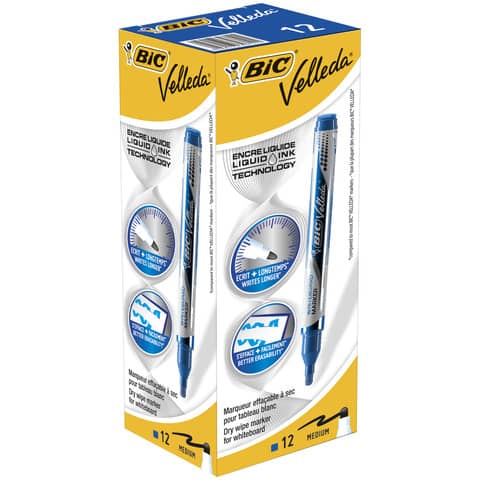 Marcatore per lavagne bianche BIC Velleda Liquid Ink Pocket punta conica 4,2 mm blu – 902087