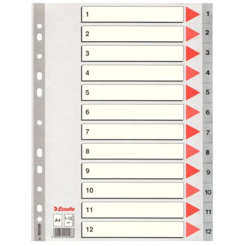 Divisori per rubrica Esselte A4 PPL numerica 1-12 100106
