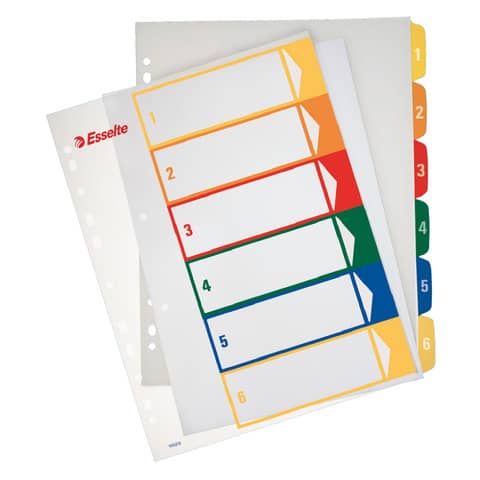 Rubrica in PPL Esselte extra numerica 1-6 con indice stampabile a PC A4 maxi – 100212