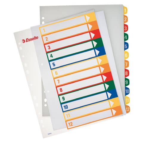 Rubrica in PPL Esselte extra numerica 1-12 con indice stampabile a PC A4 maxi – 100214