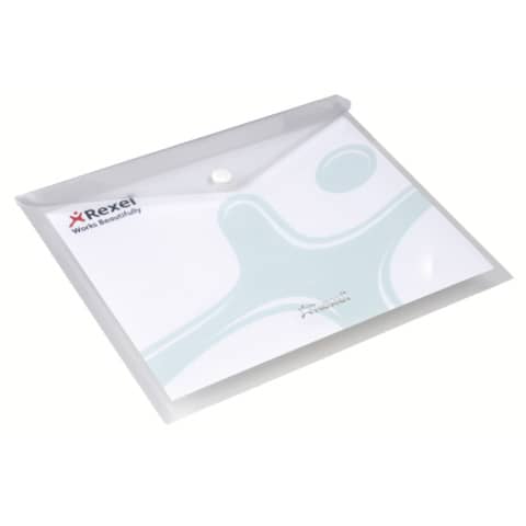 Busta trasparente con bottone Rexel Ice A5 trasparente conf. da 5 pezzi – 2101658