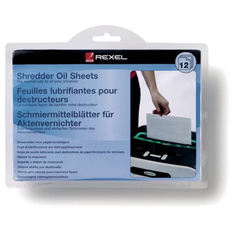 Fogli lubrificanti per distruggidocumenti Rexel Formato A5 conf. 12 fogli – 2101948