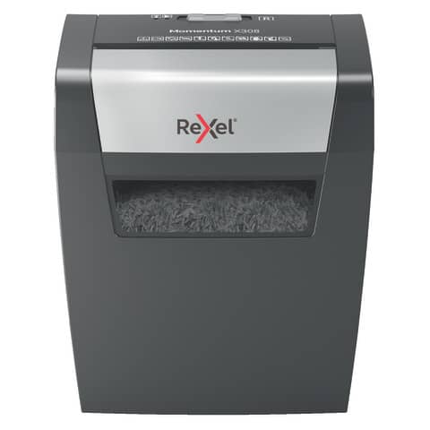 Distruggidocumenti uso personale Rexel Momentum X406 – P-4 – 15 L – taglio a frammenti 4×30 mm – 2104569EU
