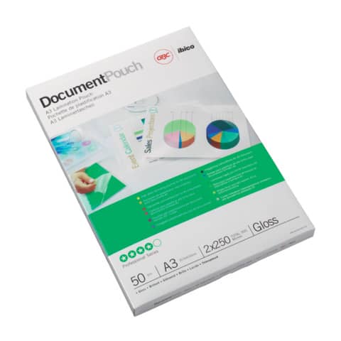 Pouches per plastificatrici a caldo GBC 2×75 µm finitura lucida A3 30,3×42,6 cm Conf. 100 pezzi – 3200745