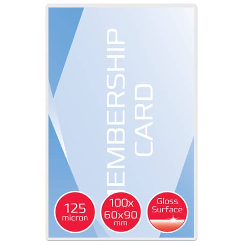 Pouches per plastificatrici a caldo GBC 2×125µm finitura lucida formato businnes card 6×9 cm – Conf. 100 pezzi – 3743157