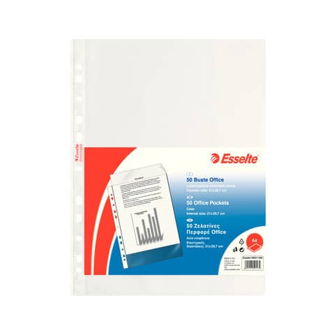 Buste a perforazione universale lisce Esselte Copy Safe 21×29,7 cm PP Office medio spessore – conf.50 – 395011300