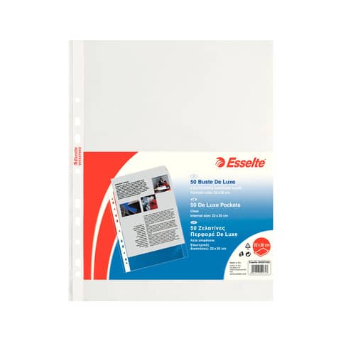 Buste a perforazione universale lisce Esselte Copy Safe 22×30 cm Deluxe alto spessore – conf.50 – 395097500