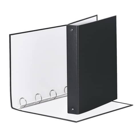 Raccoglitore Esselte Meeting a 4 anelli tondi 30mm cartone rivestito in PP nero 22x30cm dorso 4cm – 395792700