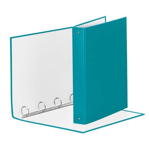 Raccoglitore Esselte Meeting a 4 anelli tondi 30mm cartone rivestito in PP turchese 22x30cm dorso 4cm – 395792800