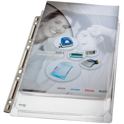 Buste perforate extra resistenti Leitz in PVC A4 trasparente confezione da 3 pezzi – 47553003