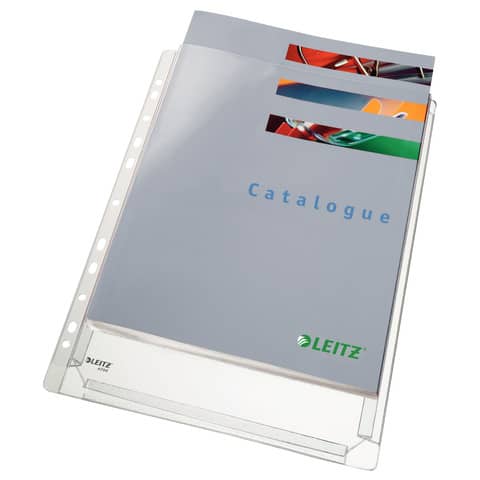 Buste perforate a soffietto Leitz in PVC A4 trasparente confezione da 10 pezzi – 47561003