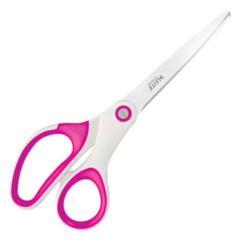 Forbici da ufficio Leitz WOW asimmetrica acciaio inox rivestito in titanio fucsia 20,5 cm – 53192123