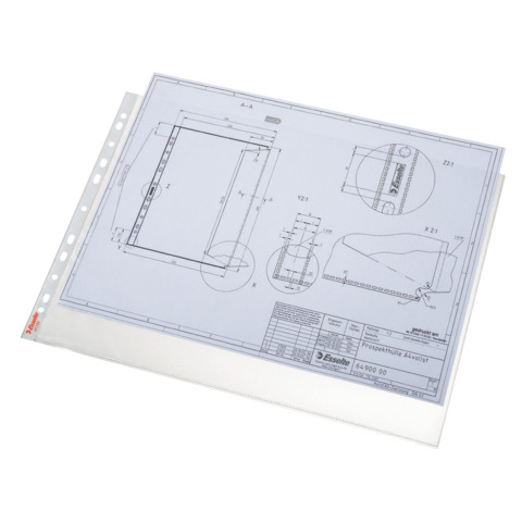 Buste a perforazione universale Esselte DELUXE goffrate antiriflesso trasparente 42×30 cm  conf.50 – 55230