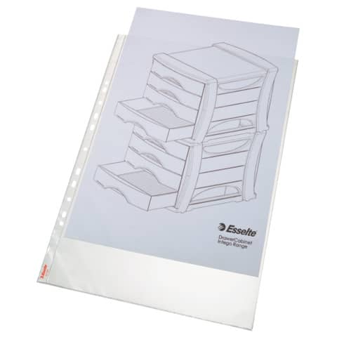 Buste a perforazione universale Esselte DELUXE goffrate antiriflesso trasparente 30×42 cm conf. 50 pezzi – 55231