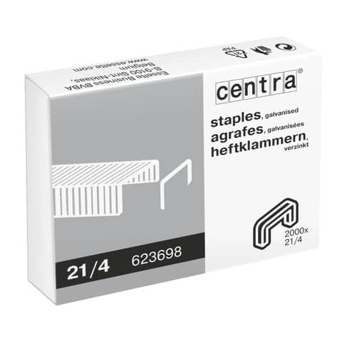 Punti per cucitrici CENTRA 21/4 mm passo 6 conf. da 2000 – 623698