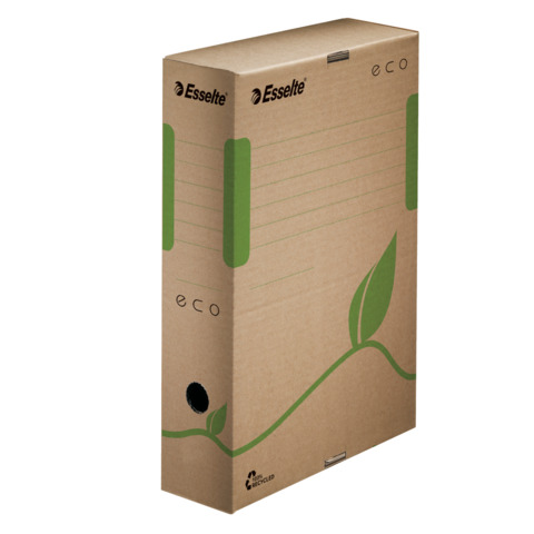 Scatola archivio Esselte ECOBOX dorso 8 cm avana/verde 8×23,3×32,7 cm 623916
