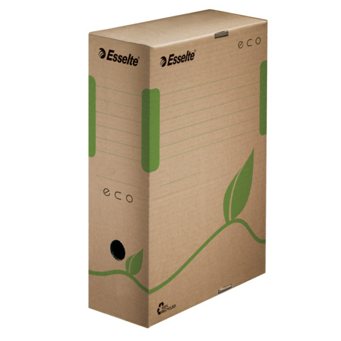 Scatola archivio Esselte ECOBOX dorso 10 cm avana/verde 10×23,3×32,7 cm 623917