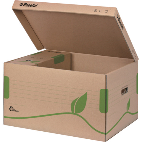 Scatola archivio Esselte ECOBOX container per Boxy 80/100 avana/verde 34,5×24,2×43,9 cm – 623918