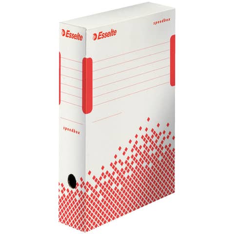 Scatole archivio Esselte SPEEDBOX dorso 8 cm bianco/rosso 8x25x35 cm conf.25 – 623985