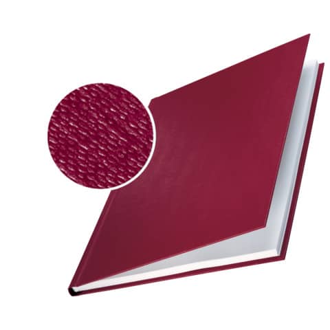 Copertina rigida 36-70 fogli Leitz impressBIND in cartone con dorso da 7 mm A4 bordeaux  conf. da 10 – 73910028