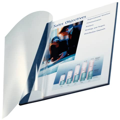 Copertina flessibile max 106-140 fogli Leitz impressBIND in PPL con dorso da 14 mm A4 blu  conf. da 10 – 74150035