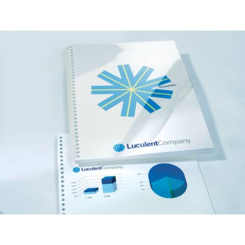 Copertine per rilegatura GBC Hiclear in pvc A4 150 my trasparente conf da 100 copertine – CE011580E