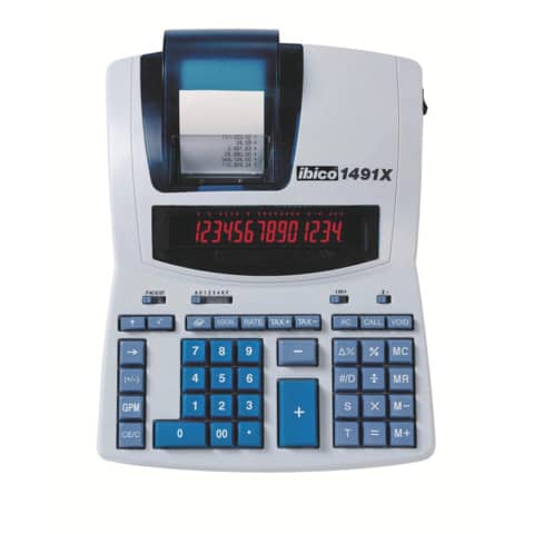 Calcolatrice scrivente termica IBICO 1491X – display 14 cifre – bianco/azzurro – IB404207