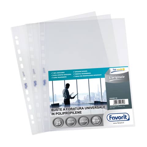 Buste trasp. a foratura universale FAVORIT L’Originale 22×30 cm conf. da 25 – 100460118