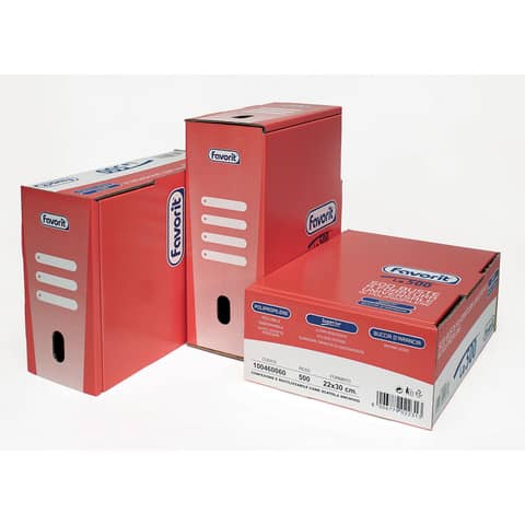 Buste trasp. a foratura universale FAVORIT La500 buccia d’arancia superior 22×30 cm scatola da 500 – 100460060