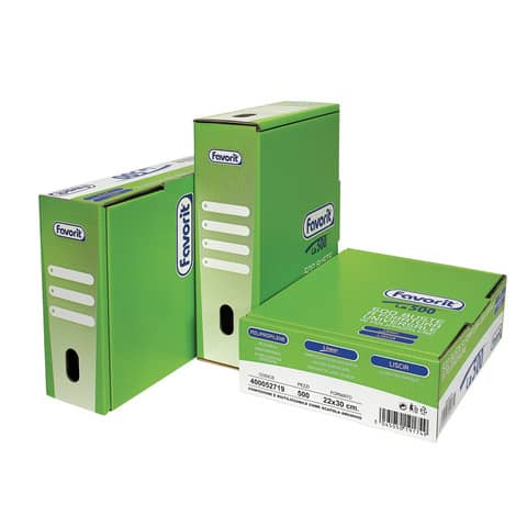 Buste trasp. a foratura universale FAVORIT La500 liscia linear 22×30 cm scatola da 500 – 400052719