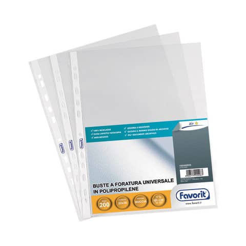Buste trasp. a foratura universale FAVORIT buccia d’arancia air 22×30 cm conf. da 200 – 100460055