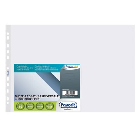 Buste trasp. a foratura universale FAVORIT liscie superior 42×30 cm conf. da 10 – 400053791