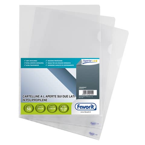Buste trasp. a L FAVORIT liscia superior Pratic 22×30 cm conf. da 50 – 100460047