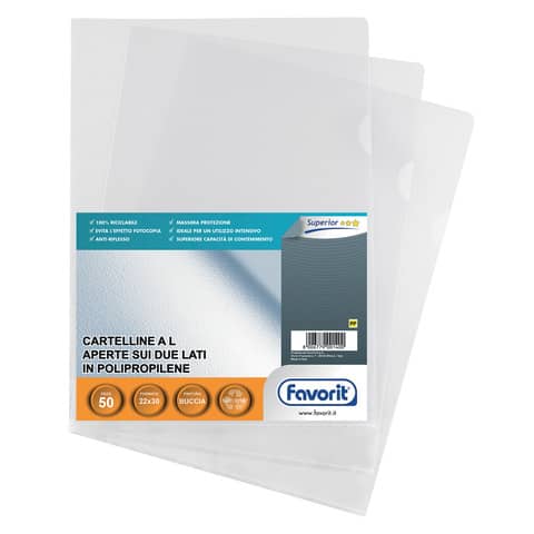 Buste trasp. a L FAVORIT buccia d’arancia superior 22×30 cm conf. da 50 – 100460050