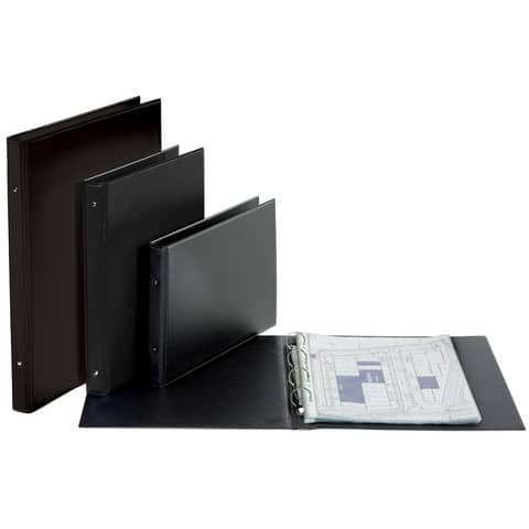 Raccoglitore personalizzabile FAVORIT 40,5×53 cm 4 anelli tondi Ø 30 mm nero 100500162
