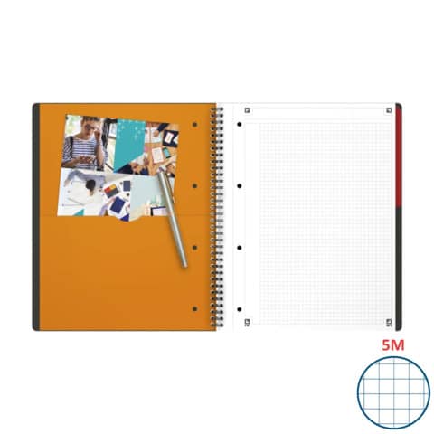 Quaderno spiralato OXFORD International Activebook Maxi A4+ grigio/arancio quadretti 5 mm – 100104329
