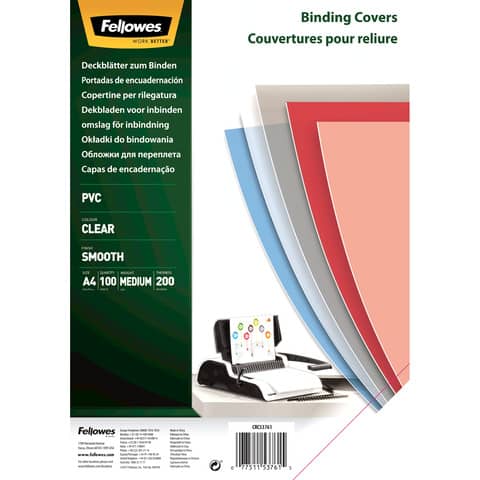Copertine per rilegatura FELLOWES Super Clear PVC trasparente A4 conf.100 – 5376102